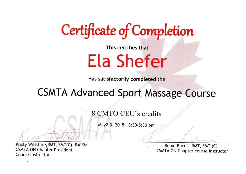 CSMTA Advanced Sport Massage Course