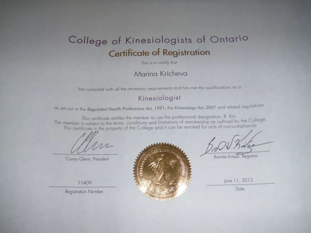 Certificate of Registration Marina Kricheva